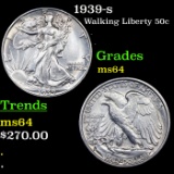 1939-s Walking Liberty Half Dollar 50c Grades Choice Unc