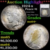 ***Auction Highlight*** 1924-s Peace Dollar 1 Graded ms64+ By SEGS (fc)