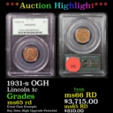 ***Auction Highlight*** PCGS 1931-s Lincoln Cent OGH 1c Graded ms65 rd By PCGS (fc)