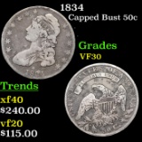 1834 Capped Bust Half Dollar 50c Grades vf++