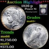 ***Auction Highlight*** 1926-p Peace Dollar 1 Graded GEM+ Unc By USCG (fc)