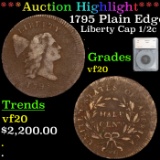 ***Auction Highlight*** 1795 Plain Edge, No Pole Liberty Cap half cent C-6a 1/2c Graded vf20 By SEGS