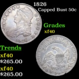 1826 Capped Bust Half Dollar 50c Grades xf
