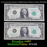 2x Consecutive Serial # 1969B Federal Reserve Notes FR-1905A Grades Gem CU