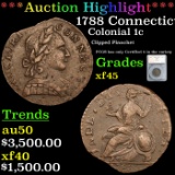 ***Auction Highlight*** 1788 Connecticut Colonial Cent Miller 2-D EDS Mint Error 1c Graded xf45 By S