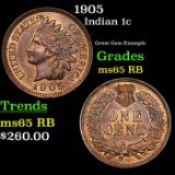 1905 Indian Cent 1c Grades GEM Unc RB