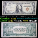 1935A $1 Silver Certificate Hawaii WWII Emergency Currency Grades vf+