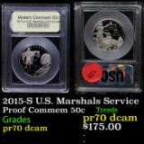 Proof . 2015-S U.S. Marshals Service Modern Commem Half Dollar 50c Graded GEM++ Proof Deep Cameo By