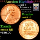 ***Auction Highlight*** 1925-s Lincoln Cent 1c Graded Select Unc RD By USCG (fc)