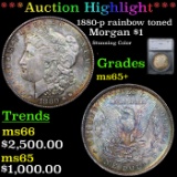 ***Auction Highlight*** 1880-p Morgan Dollar Rainbow toned $1 Graded ms65+ By SEGS (fc)