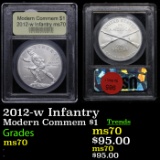 2012-w Infantry Modern Commem Dollar $1 Graded ms70, Perfection By USCG