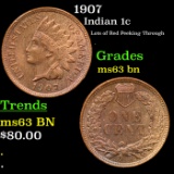 1907 Indian Cent 1c Grades Select Unc BN