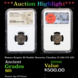 ***Auction Highlight*** NGC Roman Empire BI Double Denarius Claudius II (268-270 AD) Graded MS By NG