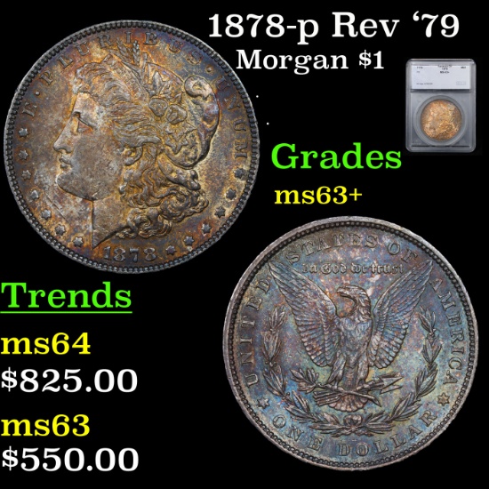 1878-p Rev '79 Morgan Dollar $1 Graded ms63+ By SEGS