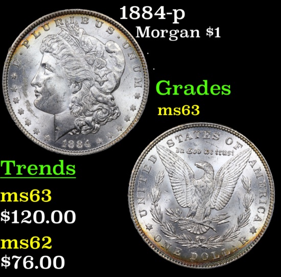 1884-p Morgan Dollar $1 Grades Select Unc