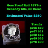 Full roll of Proof 1977-s Clad Kennedy 50c, 20 Coins total Kennedy Half Dollar 50c