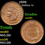 1898 Indian Cent 1c Grades Choice AU/BU Slider+