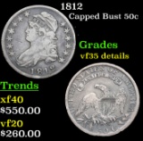 1812 Capped Bust Half Dollar 50c Grades vf details