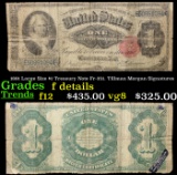 1891 Large Size $1 Treasury Note Fr-351. Tillman Morgan Signatures Grades f details