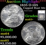 ***Auction Highlight*** 1835 Capped Bust Half Dollar O-105 50c Graded ms63+ By SEGS (fc)