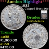***Auction Highlight*** 1832 Capped Bust Half Dollar 50c Graded au53 details By SEGS (fc)