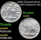 1935 Connecticut Old Commem Half Dollar 50c Grades Choice Unc