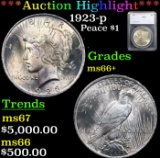 ***Auction Highlight*** 1923-p Peace Dollar $1 Graded ms66+ By SEGS (fc)