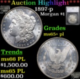 ***Auction Highlight*** 1897-p Morgan Dollar $1 Graded ms65+ pl By SEGS (fc)