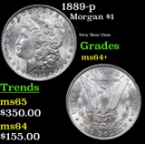 1889-p Morgan Dollar $1 Grades Choice+ Unc