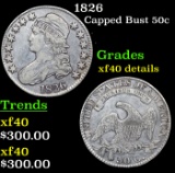 1826 Capped Bust Half Dollar 50c Grades xf details