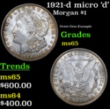 1921-d Morgan Dollar micro 'd' $1 Grades GEM Unc