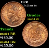 1901 Indian Cent 1c Grades Choice Unc RB