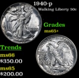 1940-p Walking Liberty Half Dollar 50c Grades GEM+ Unc
