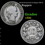 1882-B Switzerland 10 Rappen KM-26 Grades vf, very fine