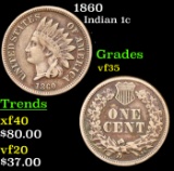 1860 Indian Cent 1c Grades vf++