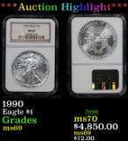 ***Auction Highlight*** NGC 1990 Silver Eagle Dollar $1 Graded ms69 By NGC (fc)