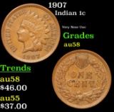 1907 Indian Cent 1c Grades Choice AU/BU Slider