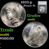 1923-p Peace Dollar $1 Graded ms66 By SEGS