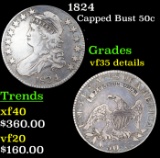 1824 Capped Bust Half Dollar 50c Grades vf details