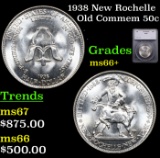 1938 New Rochelle Old Commem Half Dollar 50c Graded ms66+ By SEGS