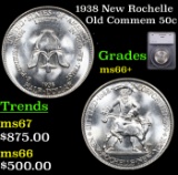 1938 New Rochelle Old Commem Half Dollar 50c Graded ms66+ By SEGS