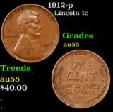 1912-p Lincoln Cent 1c Grades Choice AU