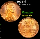 1938-d Lincoln Cent 1c Grades GEM+ Unc RB