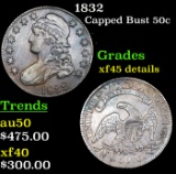 1832 Capped Bust Half Dollar 50c Grades xf details
