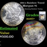 1881-s Rainbow Toned Morgan Dollar $1 Grades Choice Unc By SEGS