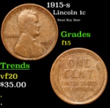 1915-s Lincoln Cent 1c Grades f+