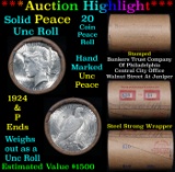 ***Auction Highlight*** Solid Uncirculated Peace silver dollar roll 1924 & P Ends, 20 coins (fc)