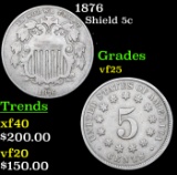 1876 Shield Nickel 5c Grades vf+