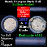 Buffalo Nickel Shotgun Roll in Old Bank Style 'Bell Telephone'  Wrapper 1927 & d Mint Ends