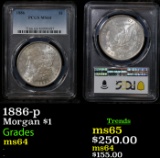 PCGS 1886-p Morgan Dollar $1 Graded ms64 By PCGS
